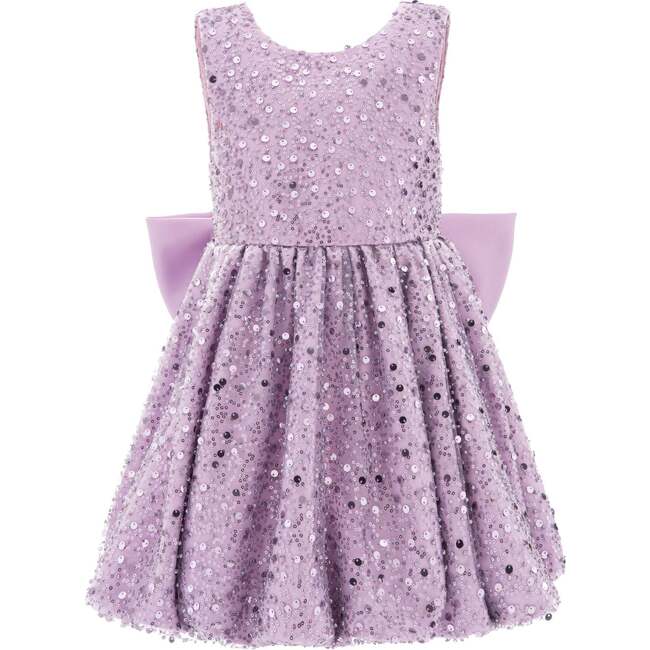 Ainsley Sequin Bow Dress, Purple