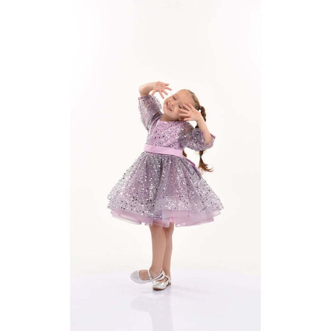 Pradera Glimmer Tulle Bow Dress, Purple - Dresses - 3