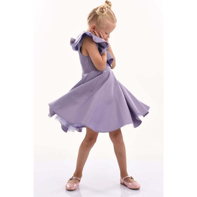 Riviera Off Shoulder Ruffle Dress, Purple - Dresses - 3