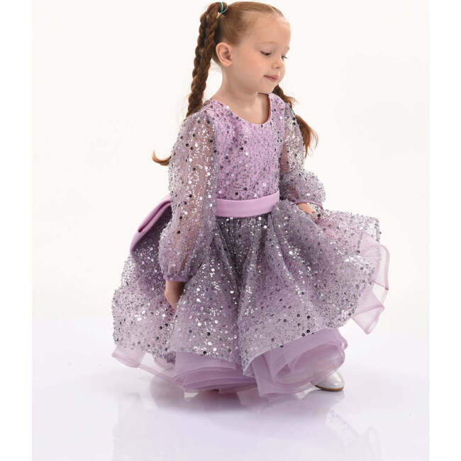 Pradera Glimmer Tulle Bow Dress, Purple - Dresses - 4