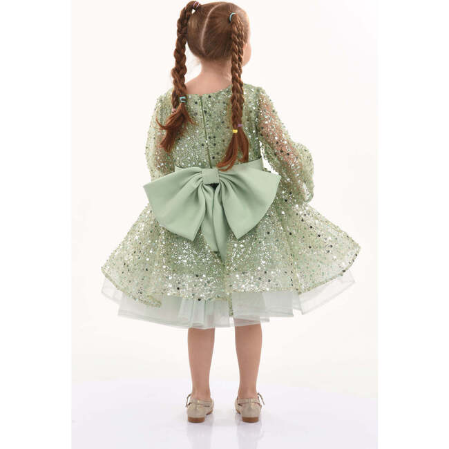 Pradera Glimmer Tulle Bow Dress, Green - Dresses - 4