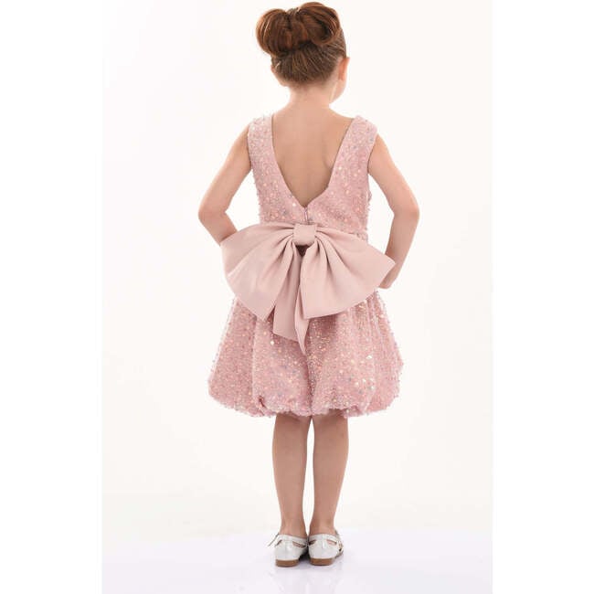 Peach Ainsley Sequin Bow Dress, Pink - Dresses - 4