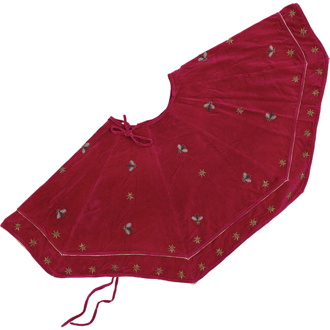 Sparkle Bee Tree Skirt, Berry - Tree Skirts - 1