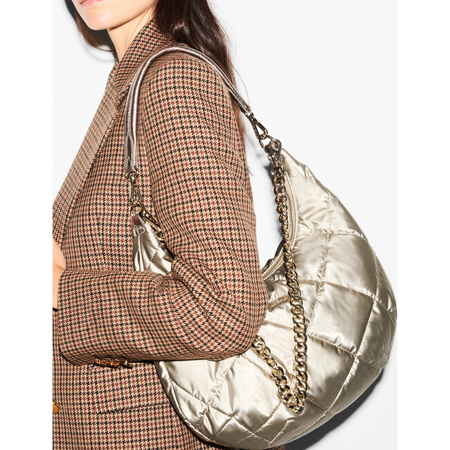 Women's Quilted Madison Shoulder Bag, Quartz Pearl - Bags - 5