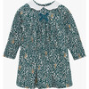 Little Woodland Bunny Petal Collar Dress, Forest - Dresses - 1 - thumbnail