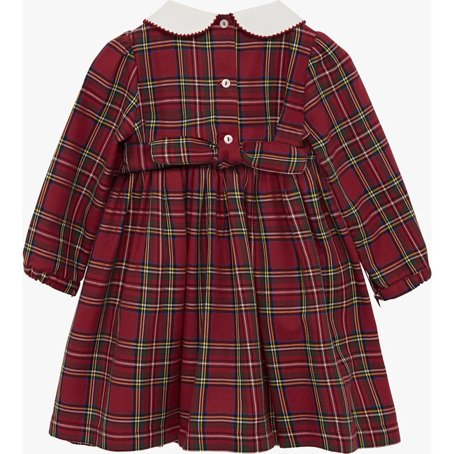 Little Charlotte Tartan Smocked Dress, Red Tartan - Dresses - 2