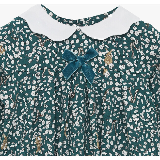 Little Woodland Bunny Petal Collar Dress, Forest - Dresses - 3