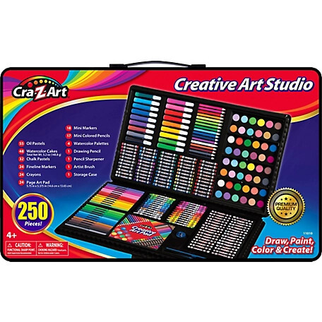 250 Piece Creative Art Studio - Draw, Paint, Color & Create