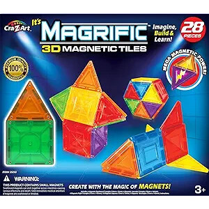 Magrific 3D Magnetic Tiles - Magnetic Toy Set (28-Piece)