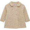 Little Alexandra Knitted Coat, Oatmeal - Coats - 1 - thumbnail