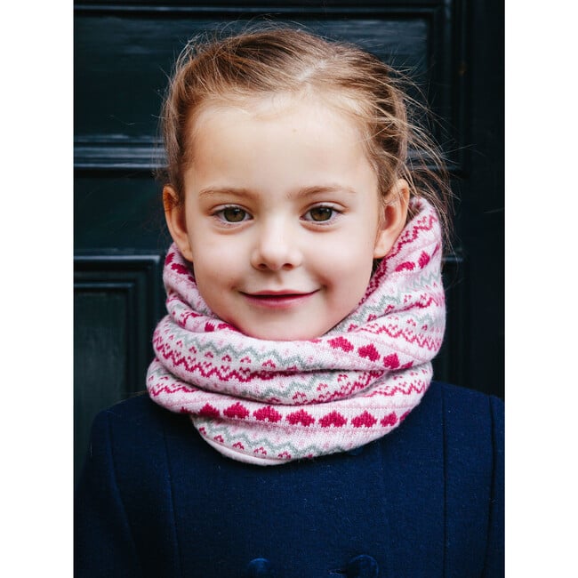 Childrens Fairisle Snoody, Pink - Scarves - 2