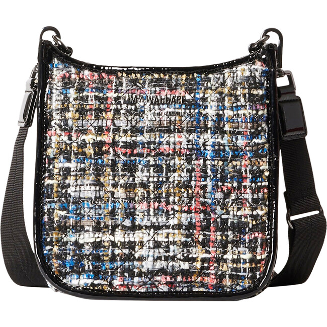 Women's Small Box Crossbody Handbag, Midnight Sparkle Boucle