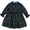 Tartan Ruffle Collar Long Sleeve Dress, Green - Dresses - 1 - thumbnail