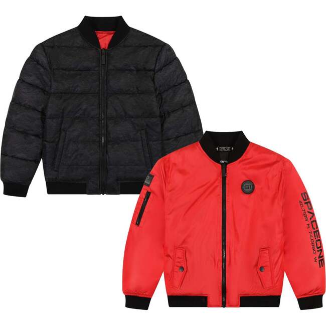 Space One® x Andy & Evan®  Reversible Bomber Jacket, Mars Red - Puffers & Down Jackets - 3