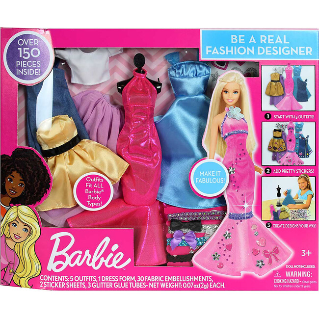 Barbie Be a Fashion Designer Doll Dress Up Kit, 5 Outfits