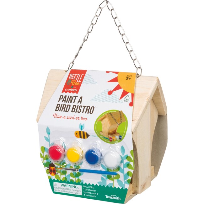 Beetle & Bee Paint A Bird Bistro - DIY Kid Art Craft Outdoor Birdhouse Kit