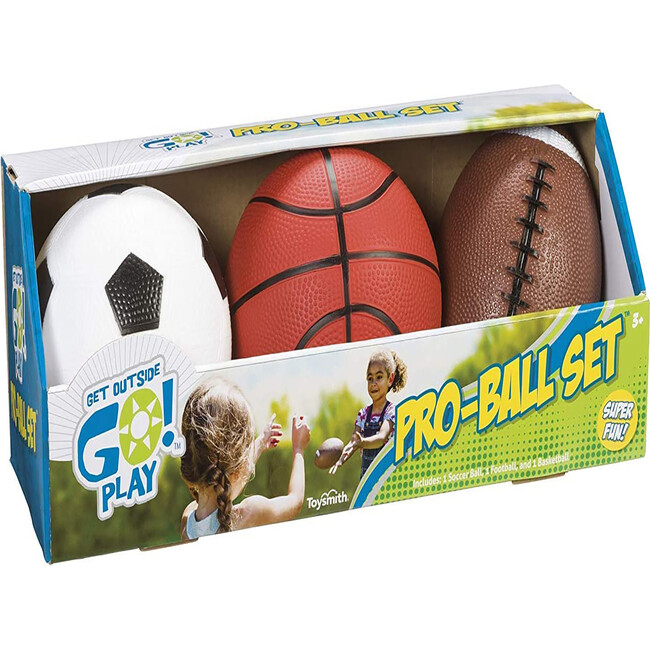 Toysmith Pro-Ball Set: Soccer, Basketball, Football