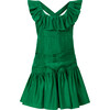 Nutcracker Ruffled Neck Open Back Dress, Green - Dresses - 1 - thumbnail