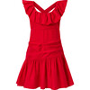 Nutcracker Ruffled Neck Open Back Dress, Red - Dresses - 1 - thumbnail