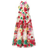 Candy Cane Open Back Maxi Dress, Floral - Dresses - 1 - thumbnail