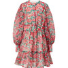 Holiday Long Bishop Sleeve Mini Dress, Floral - Dresses - 1 - thumbnail