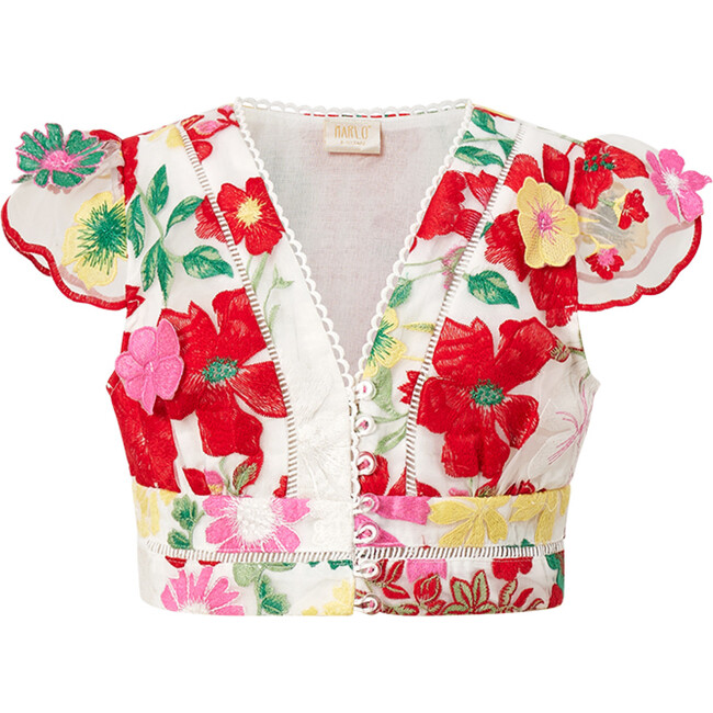 Candy Cane Short Flutter Sleeve Top, Floral