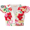 Candy Cane Short Flutter Sleeve Top, Floral - Blouses - 1 - thumbnail