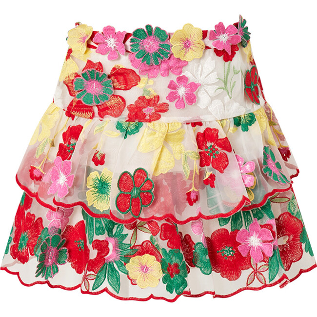 Candy Cane Tiered Ruffle Mini Skirt, Floral