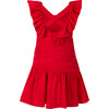Nutcracker Ruffled Neck Open Back Dress, Red - Dresses - 2