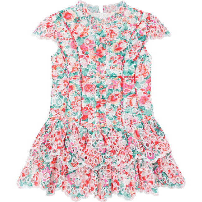 Baby Holiday Embroidered Short Sleeve Mini Dress, Floral