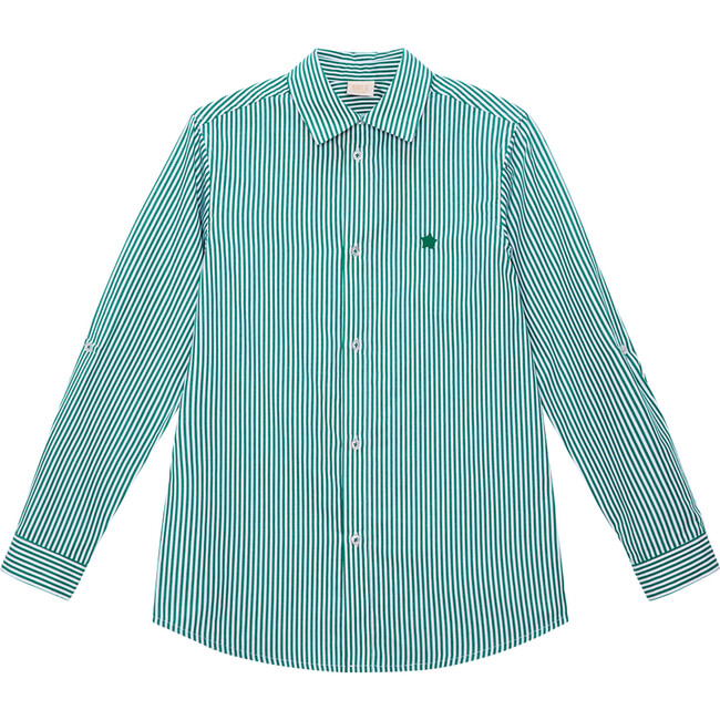 Holiday Striped Long Sleeve Contrast Edge Shirt, Green