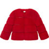 Holiday Fur Jacket, Red - Jackets - 1 - thumbnail