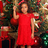 Holly Jolly Short Flutter Sleeve Mini Dress, Red - Dresses - 2