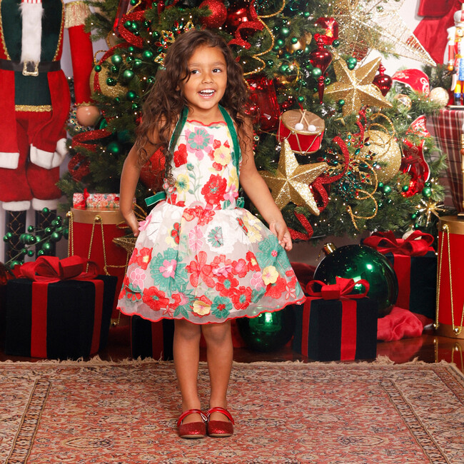 Candy Cane Open Back Mini Dress, Floral - Dresses - 2
