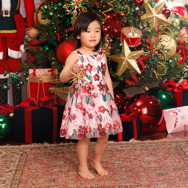 Baby Tinsel Floral Sequin Dress, Multicolors - Dresses - 2
