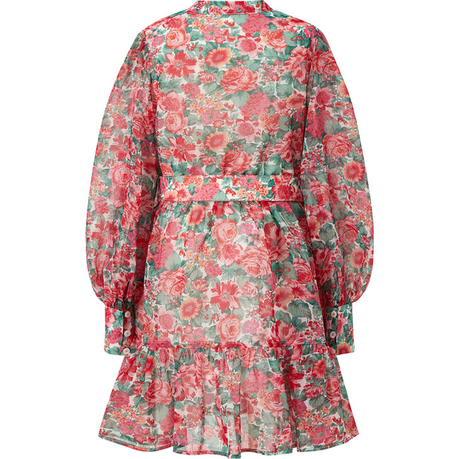Holiday Long Bishop Sleeve Mini Dress, Floral - Dresses - 3