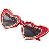 Heart Sparkly Diamante Sunglasses, Red - Sunglasses - 3
