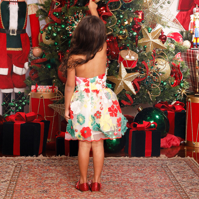 Candy Cane Open Back Mini Dress, Floral - Dresses - 4