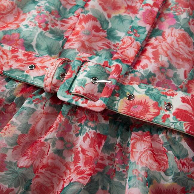 Holiday Long Bishop Sleeve Mini Dress, Floral - Dresses - 5