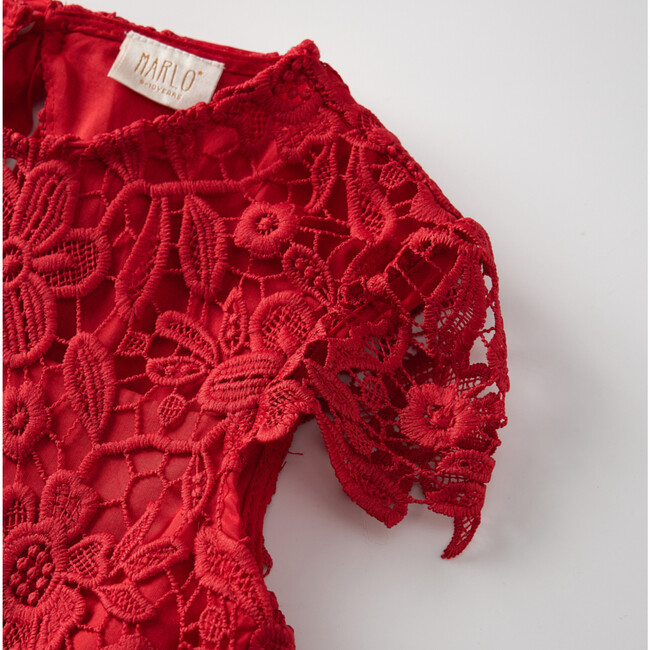 Holly Jolly Short Flutter Sleeve Mini Dress, Red - Dresses - 5