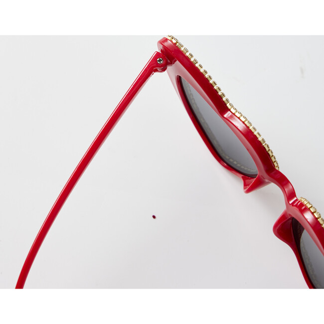 Heart Sparkly Diamante Sunglasses, Red - Sunglasses - 7