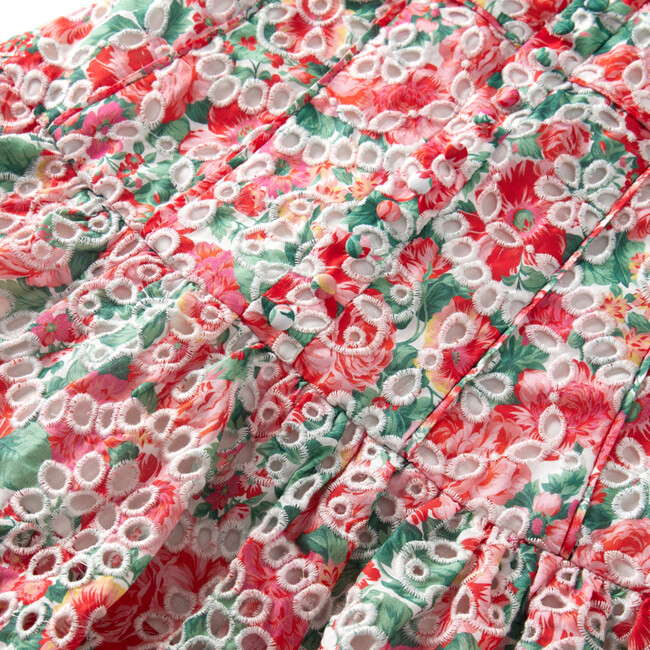 Holiday Embroidered Short Sleeve Mini Dress, Floral - Dresses - 6