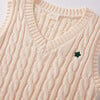 Holiday Knitted Striped Hem Vest, Creme - Vests - 4