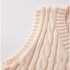 Holiday Knitted Striped Hem Vest, Creme - Vests - 7