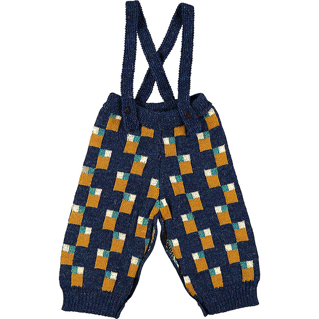 Abstract Art Knitted Baby Trousers, Blue