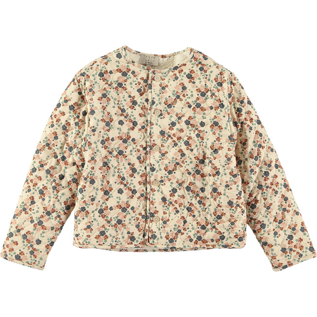 Nude Wild Flowers Quilted Baby Jacket, Florals