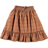 Grid Ruffle Hem Long Skirt, Brown - Skirts - 1 - thumbnail