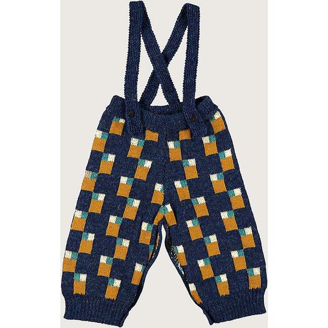 Abstract Art Knitted Baby Trousers, Blue - Pants - 2