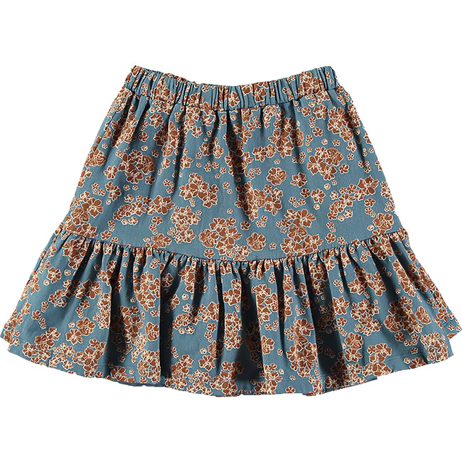 Mexican Flowers Short Fleece Skirt, Blue