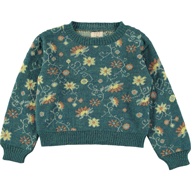 Mexican Flowers Knitted Jumper, Green